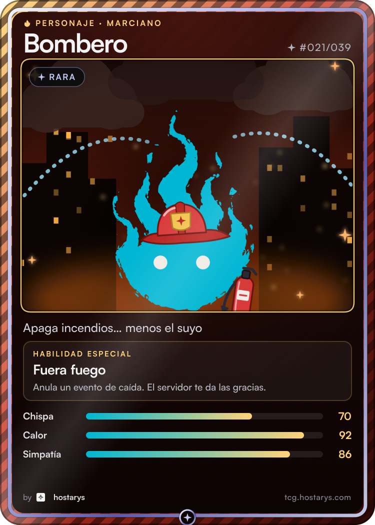 Carta de personaje Marciano Bombero, rara, #021/039