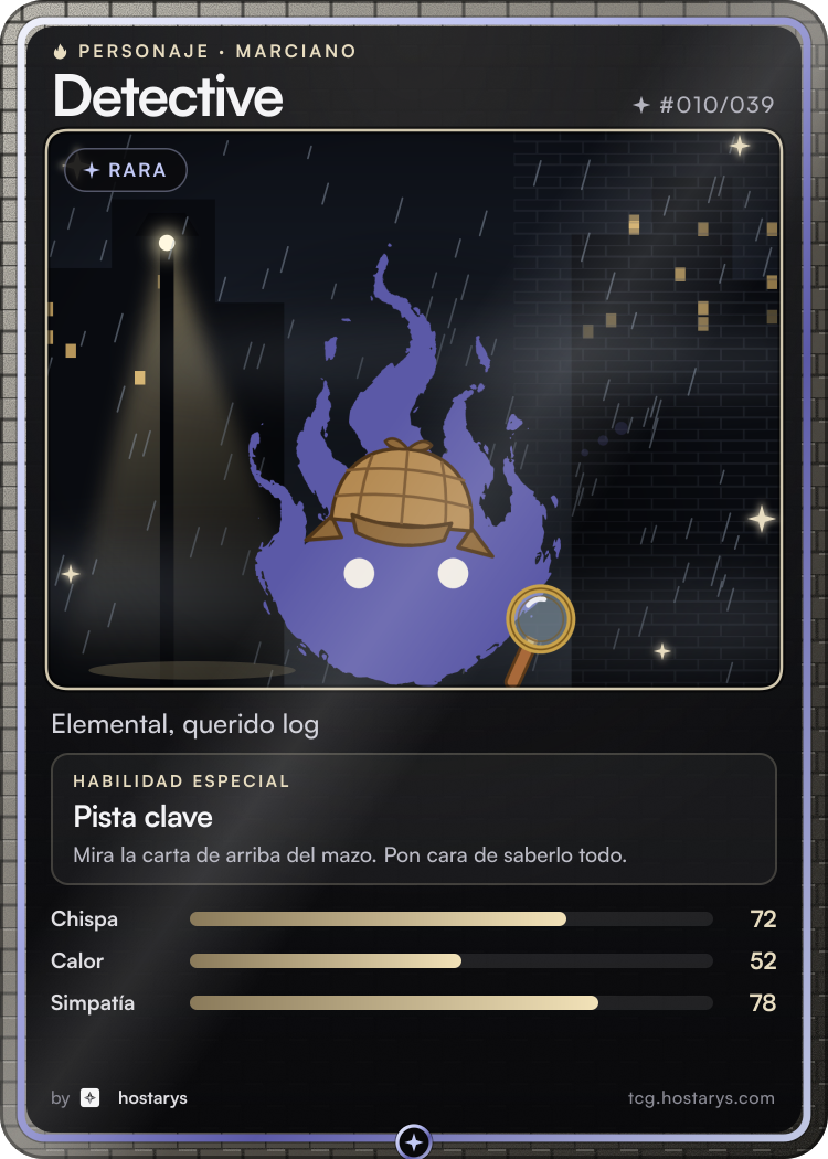 Carta de personaje Marciano Detective, rara, #010/039