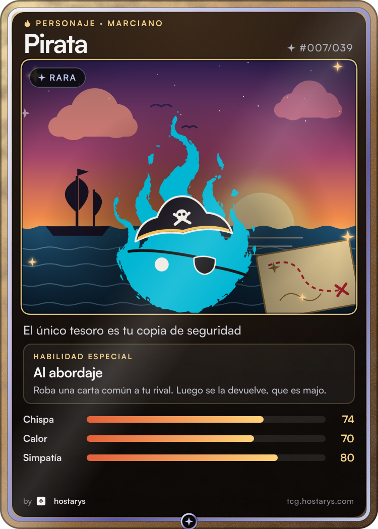 Carta de personaje Marciano Pirata, rara, #007/039