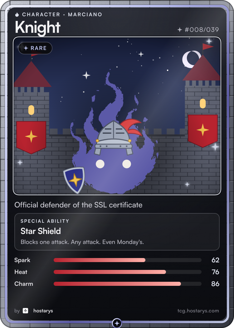 Knight Marciano card, rare character, #008/039