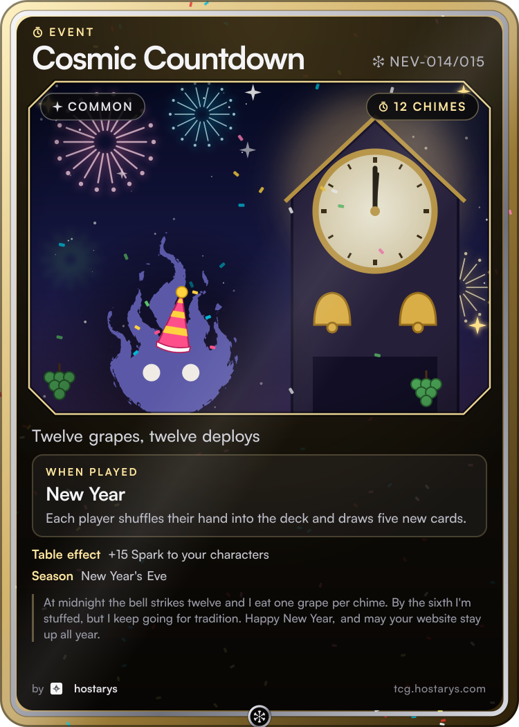 Cosmic Countdown card, common event, NEV-014/015 (Stellar Snowfall)