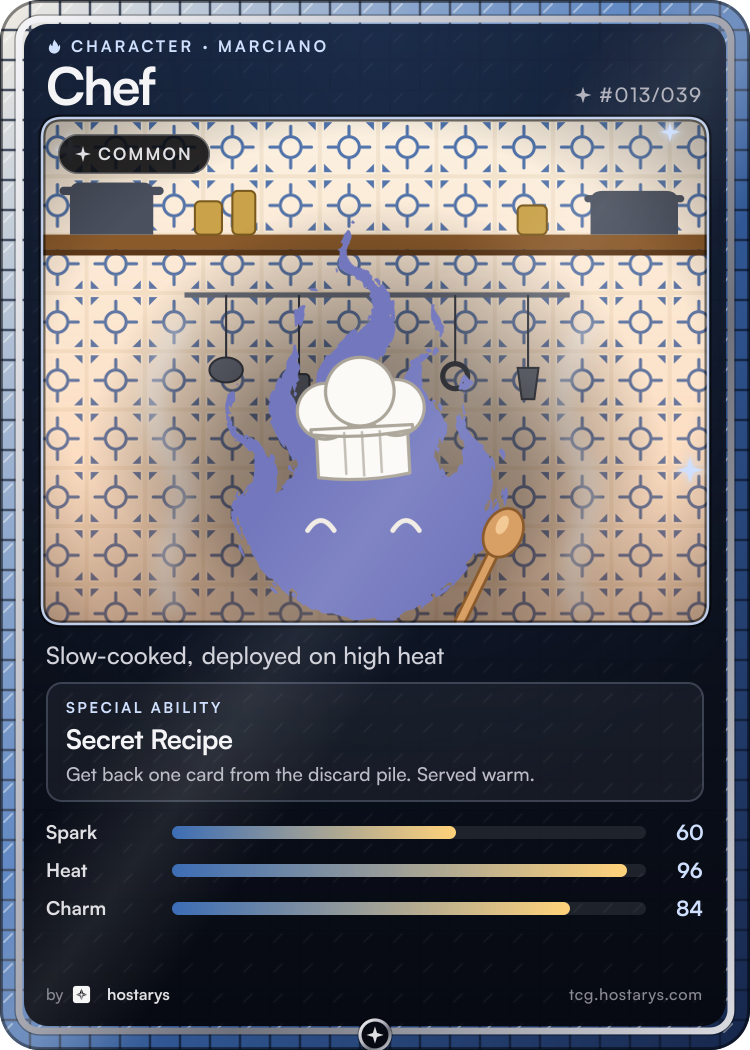 Chef Marciano card, common character, #013/039