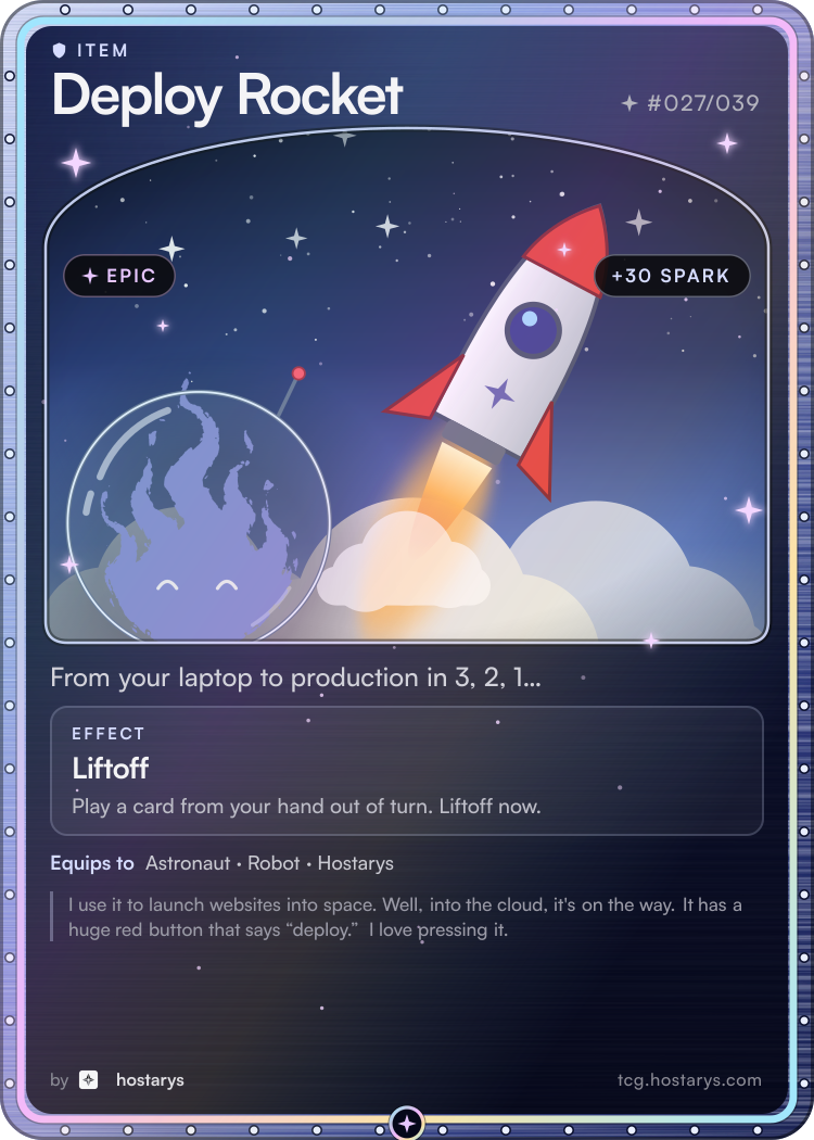Deploy Rocket card, epic item, #027/039