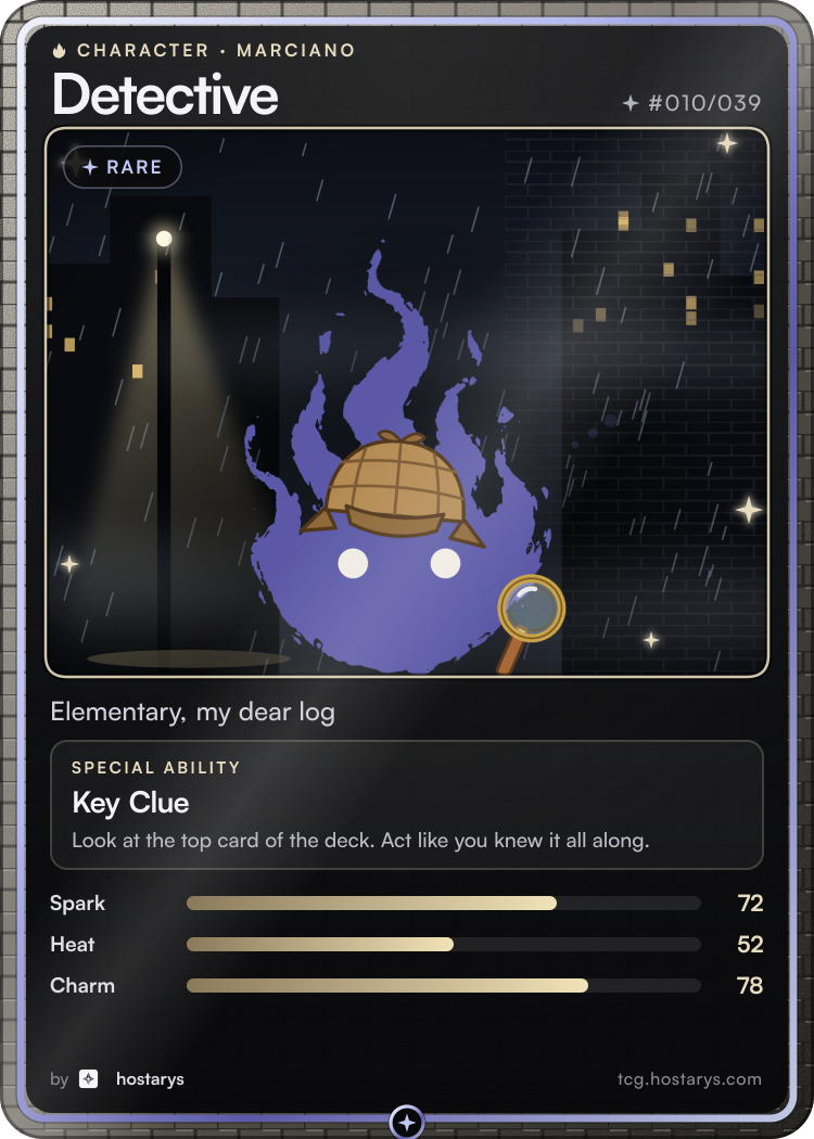 Detective Marciano card, rare character, #010/039