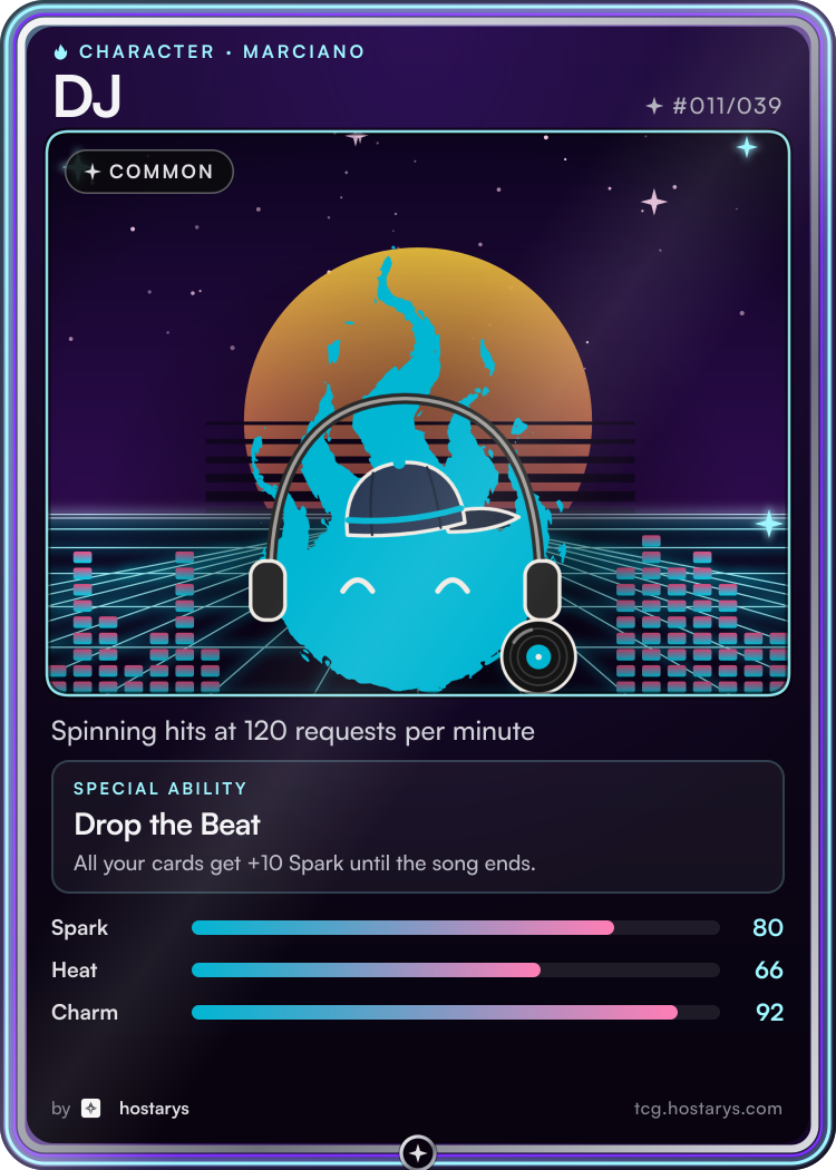 DJ Marciano card, common character, #011/039