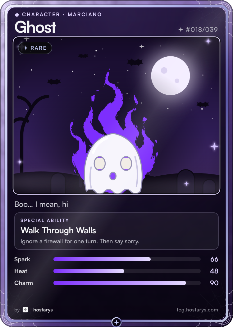 Ghost Marciano card, rare character, #018/039