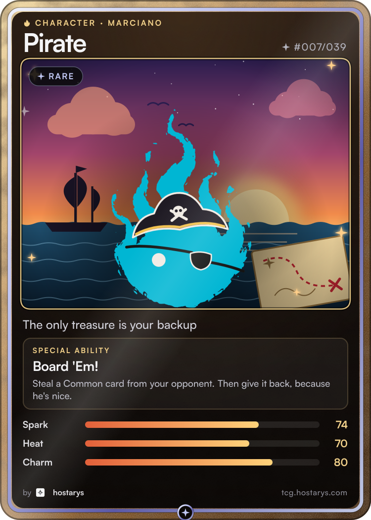 Pirate Marciano card, rare character, #007/039
