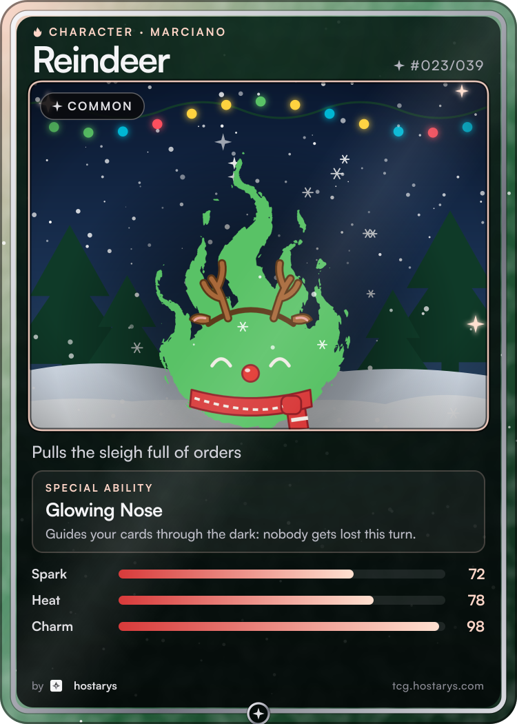 Reindeer Marciano card, common character, #023/039