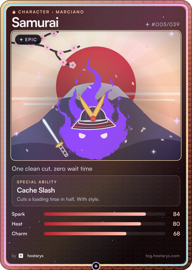 Samurai Marciano card, epic character, #005/039