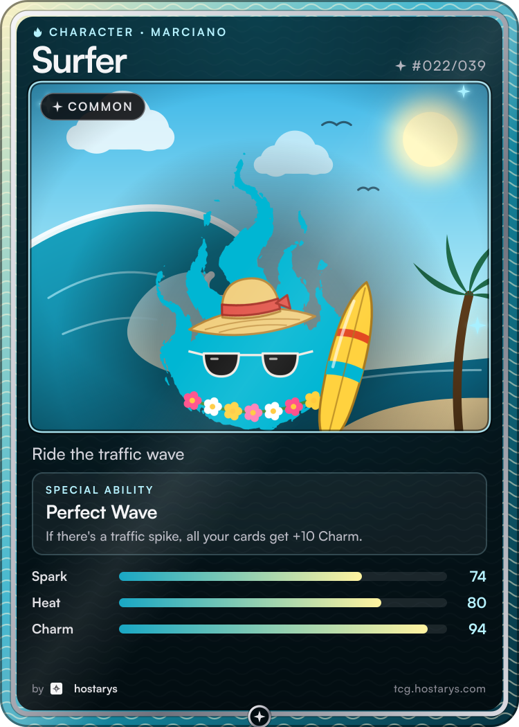 Surfer Marciano card, common character, #022/039