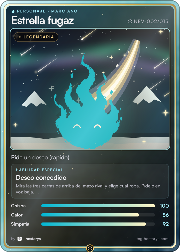 Carta de personaje Marciano Estrella fugaz, legendaria, NEV-002/015 (Nevada estelar)