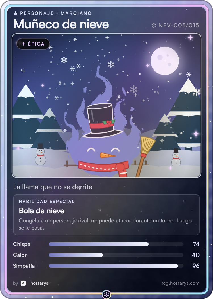Carta de personaje Marciano Muñeco de nieve, épica, NEV-003/015 (Nevada estelar)
